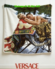 Versace Vintage Winter Snow Print Flannel Throw Blanket Luxury Red Gold and Leopard Print Sofa Cover Blanket IMG_1545